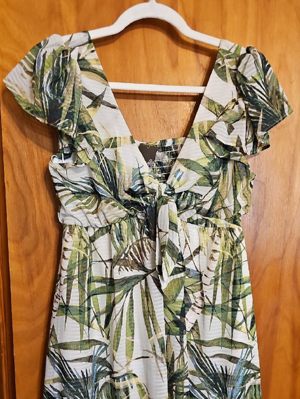 Taylor | Size 8 | Green Tropical Leaf Maxi Dress - Picture 4 of 7